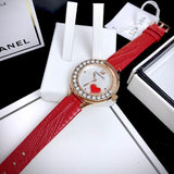 Buy Shop Swarovski Lovely Crystals Analog White Dial Red Leather Strap Watch for Women - 5297584 USA Online