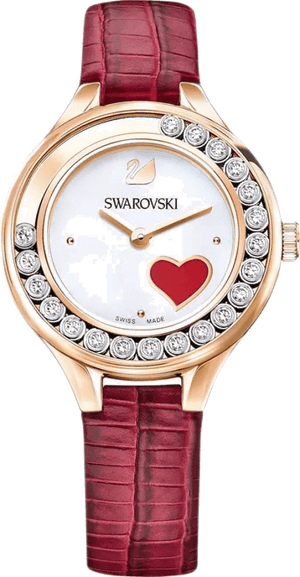 Buy Shop Swarovski Lovely Crystals Analog White Dial Red Leather Strap Watch for Women - 5297584 USA Online