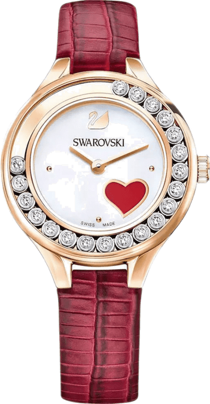Buy Shop Swarovski Lovely Crystals Analog White Dial Red Leather Strap Watch for Women - 5297584 USA Online