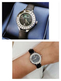 Buy Shop Swarovski Lovely Crystals Mother of Pearl Black Dial Black Leather Strap Watch for Women - 5242898 USA Online