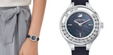 Buy Shop Swarovski Lovely Crystals Mother of Pearl Black Dial Black Leather Strap Watch for Women - 5242898 USA Online