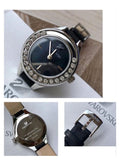 Buy Shop Swarovski Lovely Crystals Mother of Pearl Black Dial Black Leather Strap Watch for Women - 5242898 USA Online