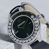 Buy Shop Swarovski Lovely Crystals Mother of Pearl Black Dial Black Leather Strap Watch for Women - 5242898 USA Online