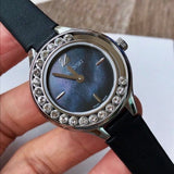 Buy Shop Swarovski Lovely Crystals Mother of Pearl Black Dial Black Leather Strap Watch for Women - 5242898 USA Online