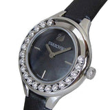 Buy Shop Swarovski Lovely Crystals Mother of Pearl Black Dial Black Leather Strap Watch for Women - 5242898 USA Online