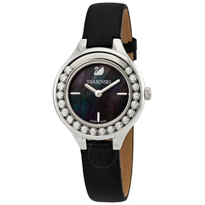 Buy Shop Swarovski Lovely Crystals Mother of Pearl Black Dial Black Leather Strap Watch for Women - 5242898 USA Online