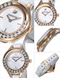 Buy Shop Swarovski Lovely Crystals Mother of Pearl Dial White Leather Strap Watch for Women - 5242904 USA Online