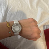 Buy Shop Swarovski Lovely Crystals Mother of Pearl Dial White Leather Strap Watch for Women - 5242904 USA Online