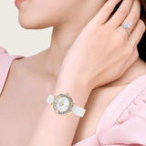 Buy Shop Swarovski Lovely Crystals Mother of Pearl Dial White Leather Strap Watch for Women - 5242904 USA Online