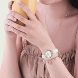 Buy Shop Swarovski Lovely Crystals Mother of Pearl Dial White Leather Strap Watch for Women - 5242904 USA Online