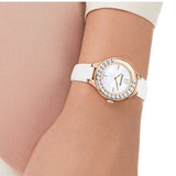 Buy Shop Swarovski Lovely Crystals Mother of Pearl Dial White Leather Strap Watch for Women - 5242904 USA Online
