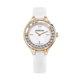 Buy Shop Swarovski Lovely Crystals Mother of Pearl Dial White Leather Strap Watch for Women - 5242904 USA Online