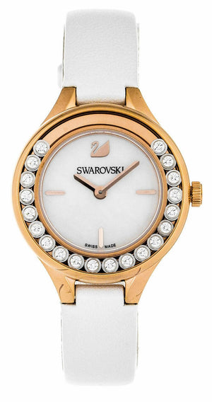 Buy Shop Swarovski Lovely Crystals Mother of Pearl Dial White Leather Strap Watch for Women - 5242904 USA Online