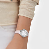 Buy Shop Swarovski Lovely Crystals Silver Dial Pink Leather Strap Watch for Women - 5261493 USA Online