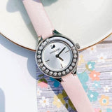 Buy Shop Swarovski Lovely Crystals Silver Dial Pink Leather Strap Watch for Women - 5261493 USA Online