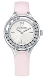 Swarovski Lovely Crystals Silver Dial Pink Leather Strap Watch for Women - 5261493