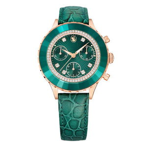 Buy Shop Swarovski Octea Chrono Green Dial Green Leather Strap Watch for Women - 5672931 USA Online