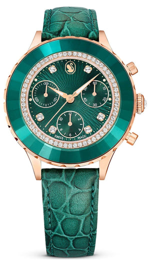 Buy Shop Swarovski Octea Chrono Green Dial Green Leather Strap Watch for Women - 5672931 USA Online