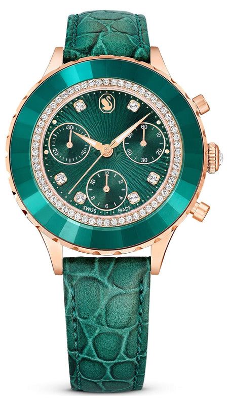 Buy Shop Swarovski Octea Chrono Green Dial Green Leather Strap Watch for Women - 5672931 USA Online