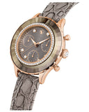 Buy Shop Swarovski Octea Chrono Grey Dial Grey Leather Strap Watch for Women - 5671153 USA Online
