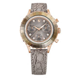 Buy Shop Swarovski Octea Chrono Grey Dial Grey Leather Strap Watch for Women - 5671153 USA Online