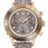 Buy Shop Swarovski Octea Chrono Grey Dial Grey Leather Strap Watch for Women - 5671153 USA Online