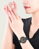 Buy Shop Swarovski Octea Lux Black Dial Black Leather Strap Watch for Women - 5414410 USA Online
