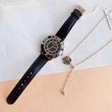 Buy Shop Swarovski Octea Lux Black Dial Black Leather Strap Watch for Women - 5414410 USA Online