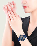Buy Shop Swarovski Octea Lux Blue Dial Blue Leather Strap Watch for Women - 5414413 USA Online