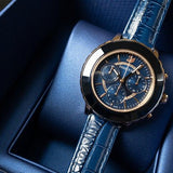 Buy Shop Swarovski Octea Lux Chrono Blue Dial Blue Leather Strap Watch for Women - 5563480 USA Online