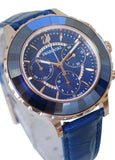 Buy Shop Swarovski Octea Lux Chrono Blue Dial Blue Leather Strap Watch for Women - 5563480 USA Online