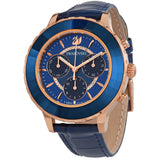 Buy Shop Swarovski Octea Lux Chrono Blue Dial Blue Leather Strap Watch for Women - 5563480 USA Online