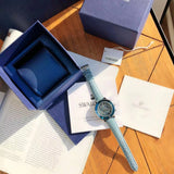 Buy Shop Swarovski Octea Lux Chrono Blue Dial Blue Leather Strap Watch for Women - 5580600 USA Online