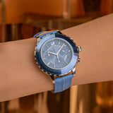 Buy Shop Swarovski Octea Lux Chrono Blue Dial Blue Leather Strap Watch for Women - 5580600 USA Online