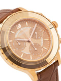 Buy Shop Swarovski Octea Lux Chrono Brown Gold Dial Brown Leather Strap Watch for Women - 5632260 USA Online