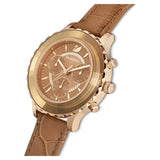 Buy Shop Swarovski Octea Lux Chrono Brown Gold Dial Brown Leather Strap Watch for Women - 5632260 USA Online