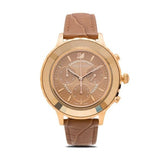 Buy Shop Swarovski Octea Lux Chrono Brown Gold Dial Brown Leather Strap Watch for Women - 5632260 USA Online