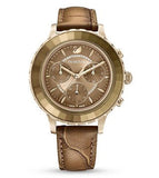 Buy Shop Swarovski Octea Lux Chrono Brown Gold Dial Brown Leather Strap Watch for Women - 5632260 USA Online