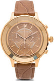 Buy Shop Swarovski Octea Lux Chrono Brown Gold Dial Brown Leather Strap Watch for Women - 5632260 USA Online