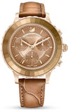 Buy Shop Swarovski Octea Lux Chrono Brown Gold Dial Brown Leather Strap Watch for Women - 5632260 USA Online