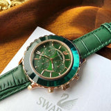Buy Shop Swarovski Octea Lux Chrono Emerald Green Dial Green Leather Strap Watch for Women - 5452498 USA Online