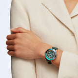 Buy Shop Swarovski Octea Lux Chrono Emerald Green Dial Green Leather Strap Watch for Women - 5452498 USA Online