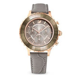 Buy Shop Swarovski Octea Lux Chrono Grey Dial Grey Leather Strap Watch for Women - 5452495 USA Online