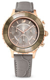 Buy Shop Swarovski Octea Lux Chrono Grey Dial Grey Leather Strap Watch for Women - 5452495 USA Online