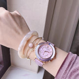 Buy Shop Swarovski Octea Lux Chrono Pink Dial Pink Leather Strap Watch for Women - 5452501 USA Online