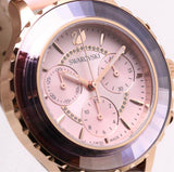 Buy Shop Swarovski Octea Lux Chrono Pink Dial Pink Leather Strap Watch for Women - 5452501 USA Online