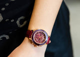 Buy Shop Swarovski Octea Lux Chrono Red Dial Red Leather Strap Watch for Women - 5547642 USA Online
