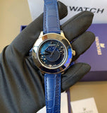 Buy Shop Swarovski Octea Lux Moon Crystal Blue Dial Blue Leather Strap Watch for Women - 5516305 USA Online