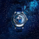 Buy Shop Swarovski Octea Lux Moon Crystal Blue Dial Blue Leather Strap Watch for Women - 5516305 USA Online