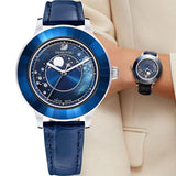 Buy Shop Swarovski Octea Lux Moon Crystal Blue Dial Blue Leather Strap Watch for Women - 5516305 USA Online